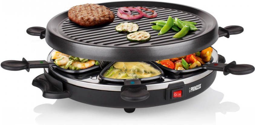 Princess Gourmet/raclette stel met 6 pannetjes 800 W 162725 -  Blenderskopen.nl