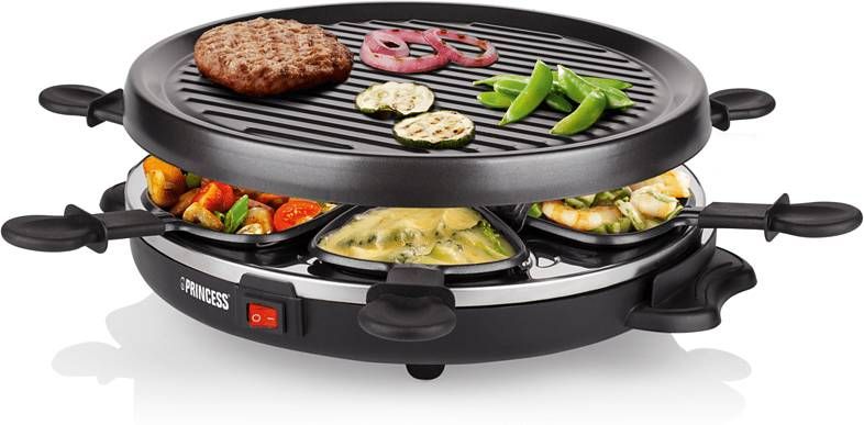 Princess Gourmet/raclette stel met 6 pannetjes 800 W 162725 -  Blenderskopen.nl
