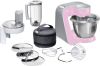 BOSCH Keukenmachine CreationLine MUM58K20 inclusief 1, 25 liter mixer, continu rasp en snijapparaat, 3 schijven en patisserieset, roze online kopen